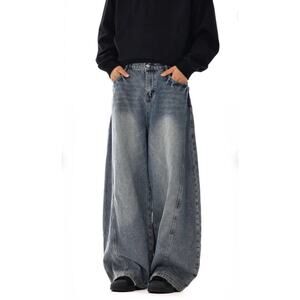 NWT Realtakai Wide Baggy Denim Jeans Mens Large Streetwear Y2K Lagenlook Blue